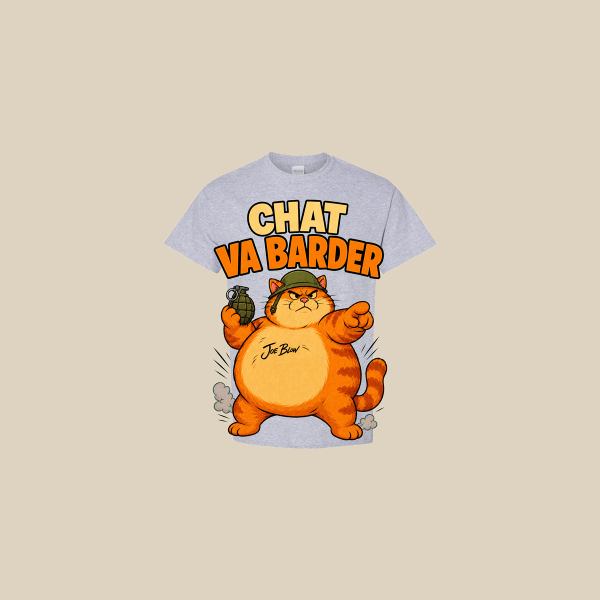 T-shirt CHAT VA BARDER – Ti-Gus adulte – Sport Grey