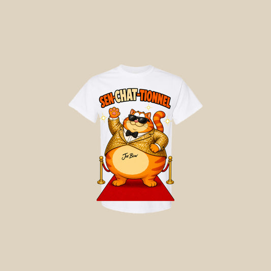 T-shirt SEN-CHAT-TIONNEL – Ti-Gus adulte – Blanc