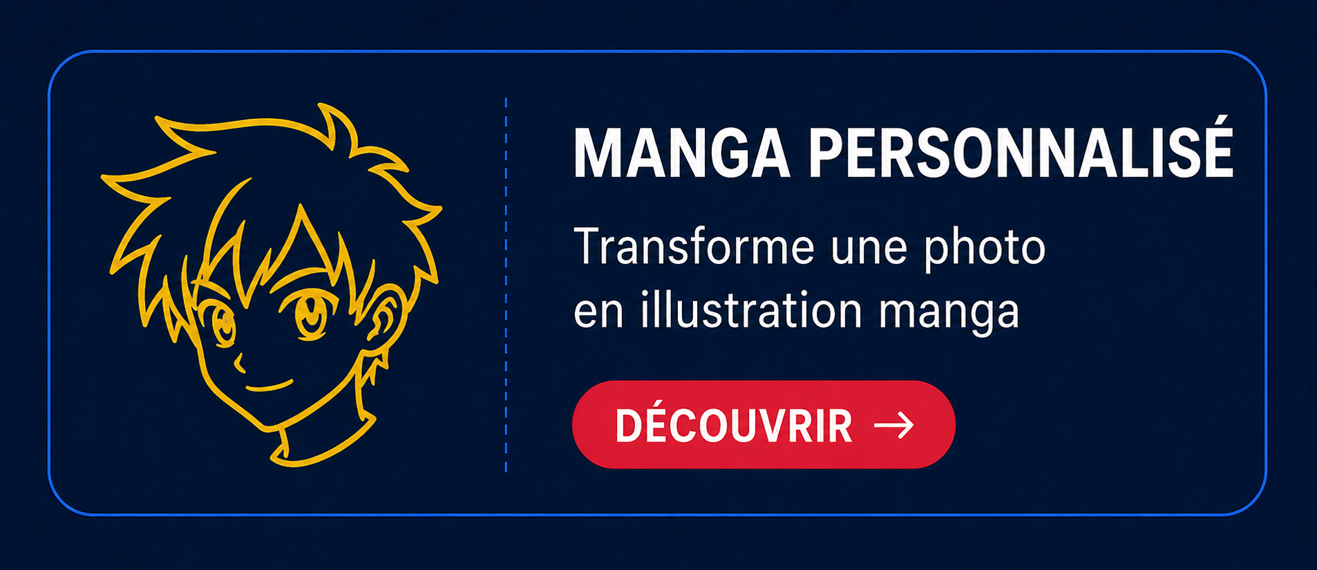 Manga personnalisé — transforme une photo en illustration manga